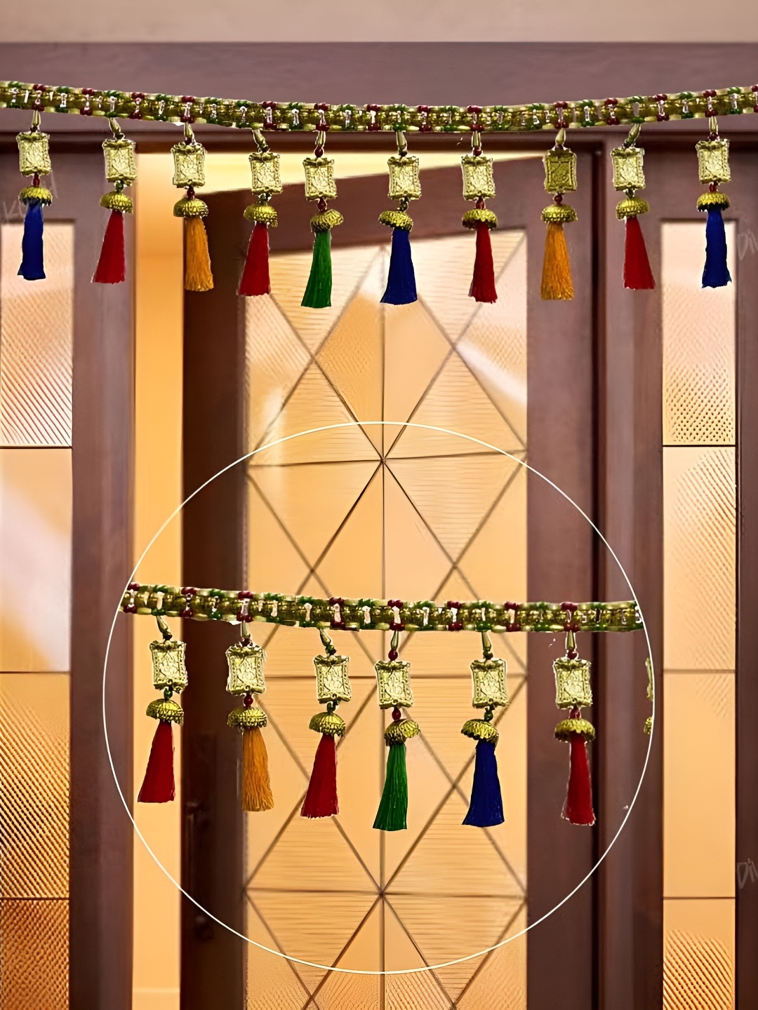 

Divyakosh Yellow & Red Door Hanging Toran, Gold