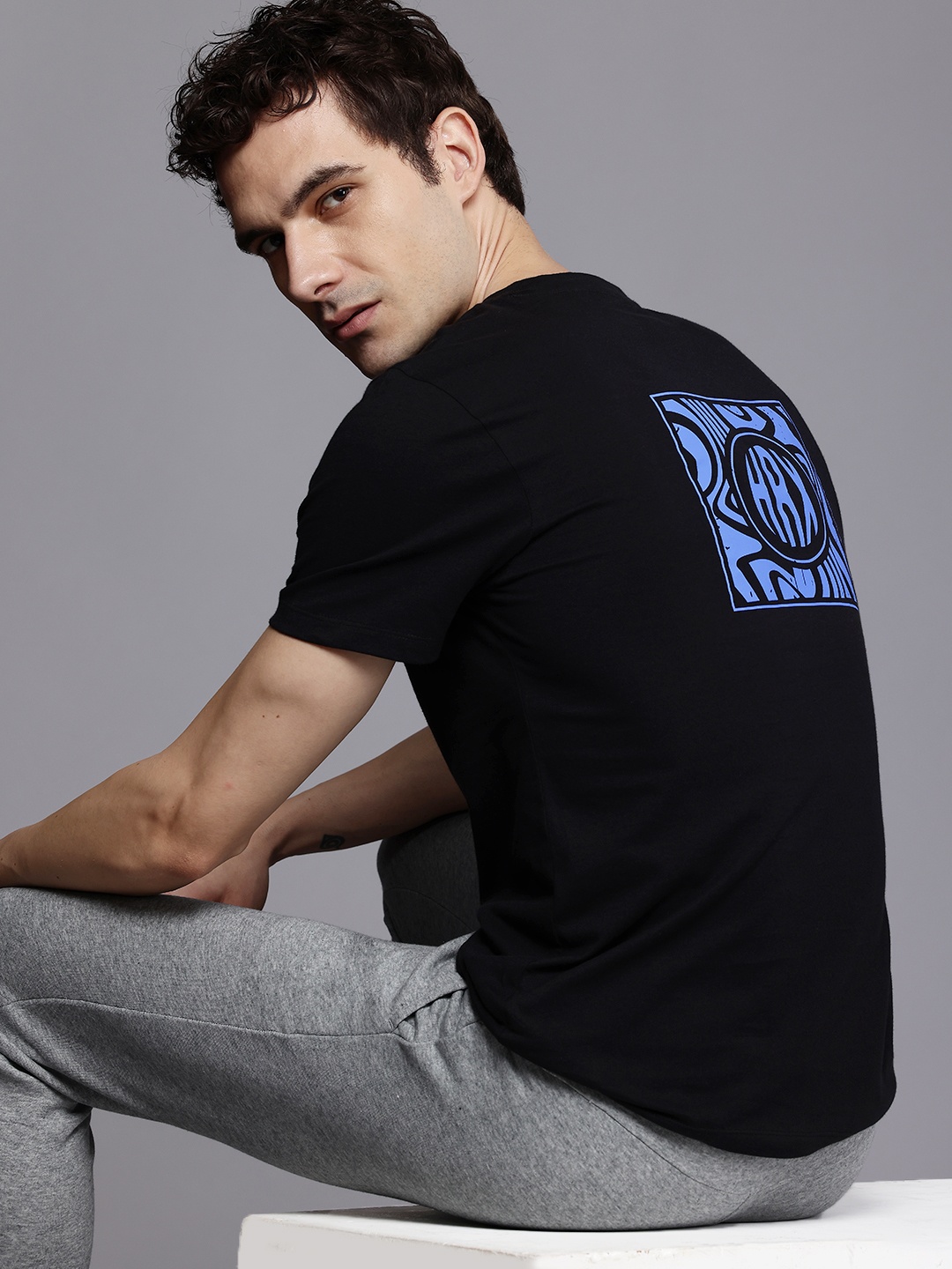 

HRX by Hrithik Roshan Men Lifestyle Brand Logo Pure Cotton T-shirt, Black