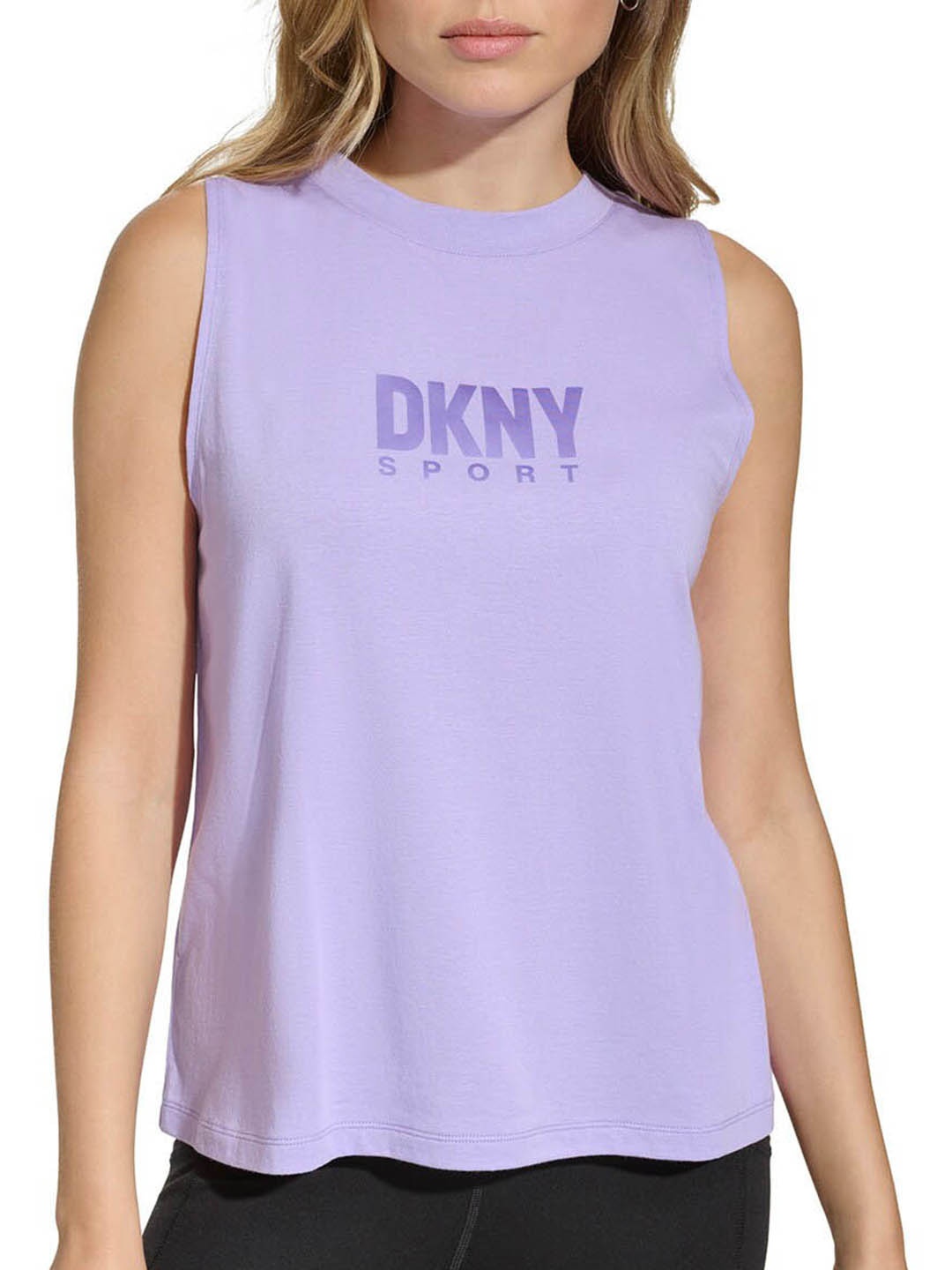 

DKNY Typography Print Round Neck Sleeveless Top, Blue