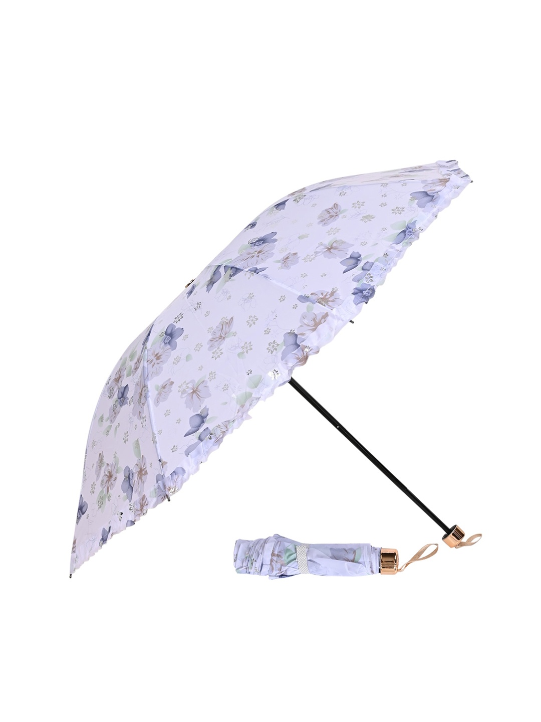 

LOOM LEGACY Floral Printed 3 Fold Umbrella, Grey