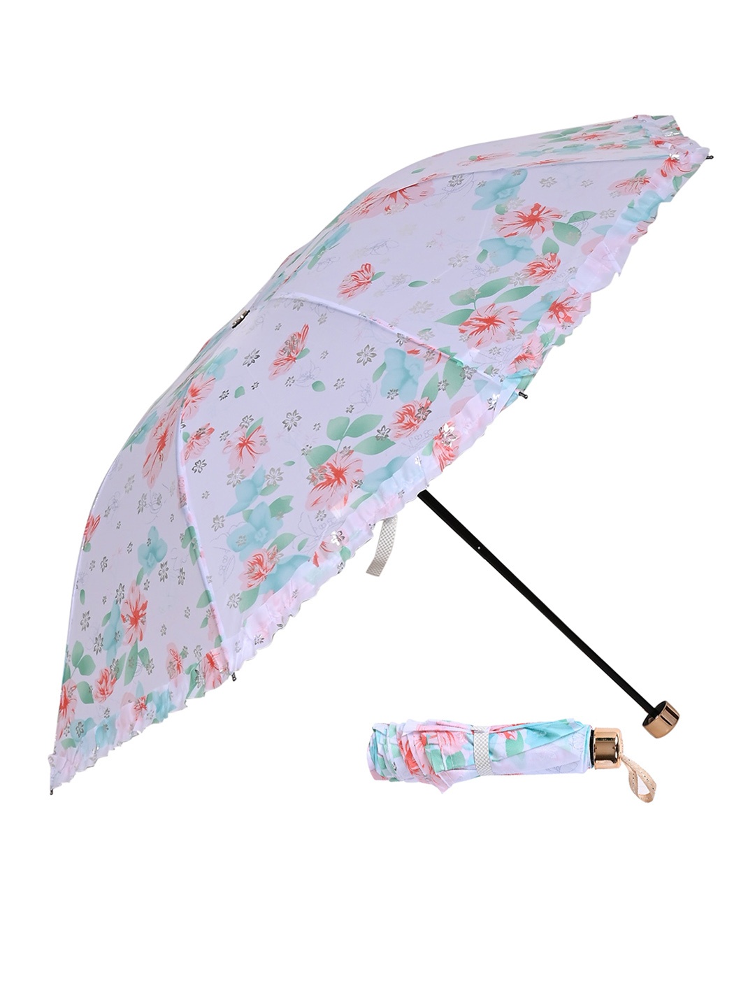 

LOOM LEGACY Manual 3 Fold Floral Printed Umbrella, Purple