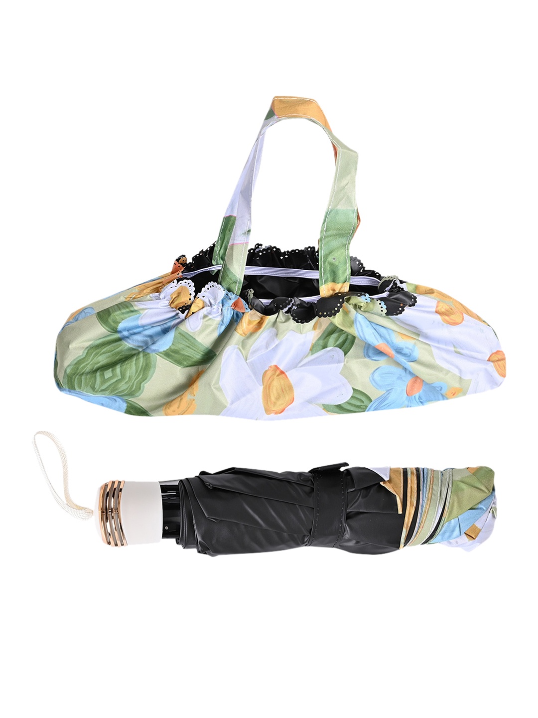 

LOOM LEGACY Manual 3 Fold Floral Printed Umbrella, White