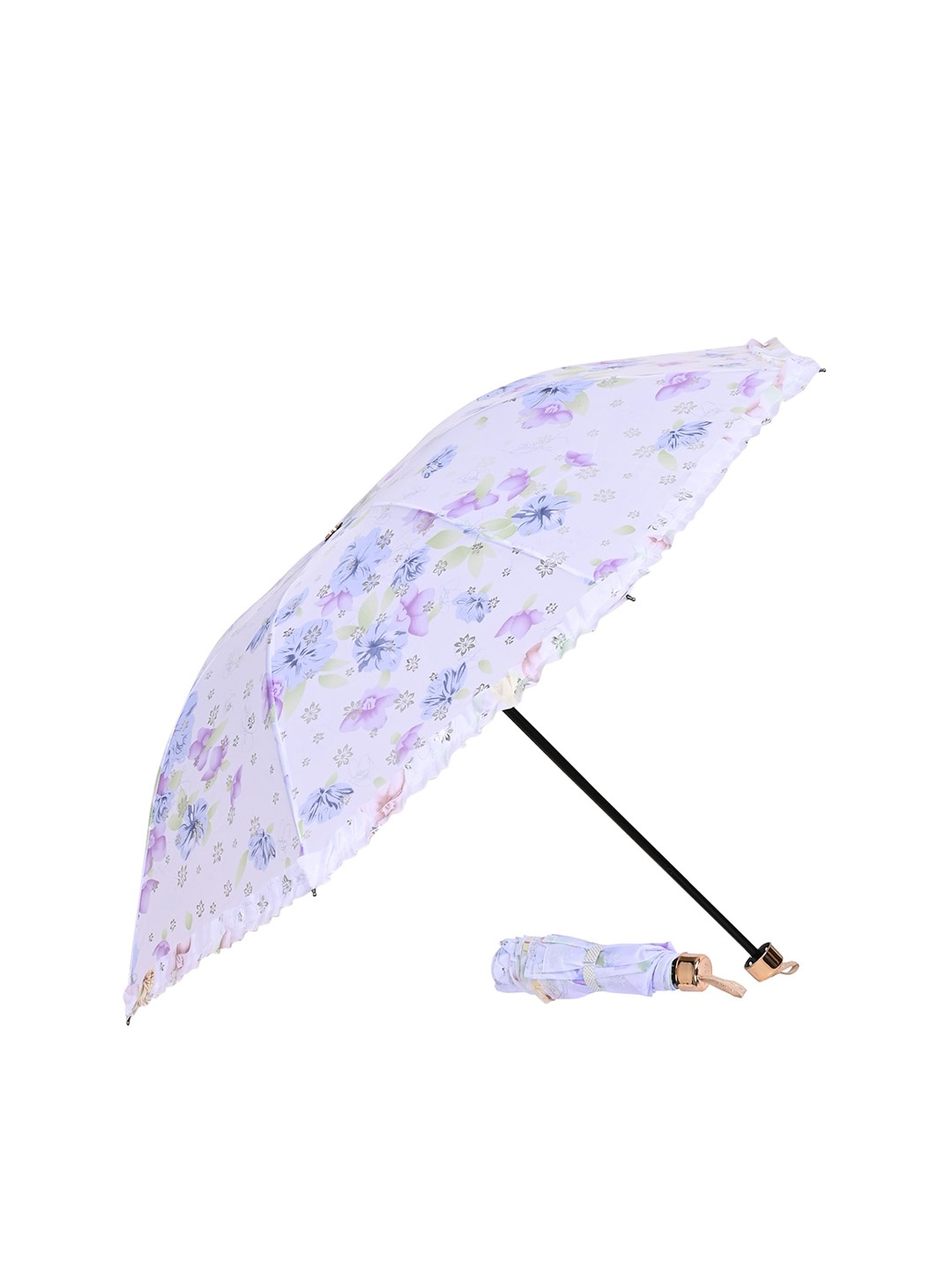 

LOOM LEGACY Floral Printed 3 Fold Umbrella, Purple