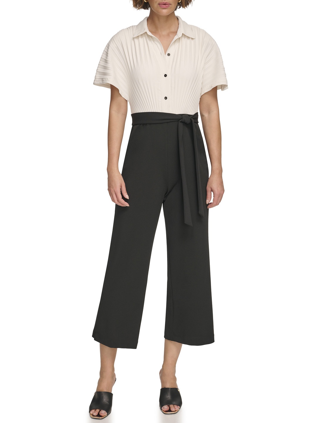 

DKNY Self Design Basic Jumpsuit, Black