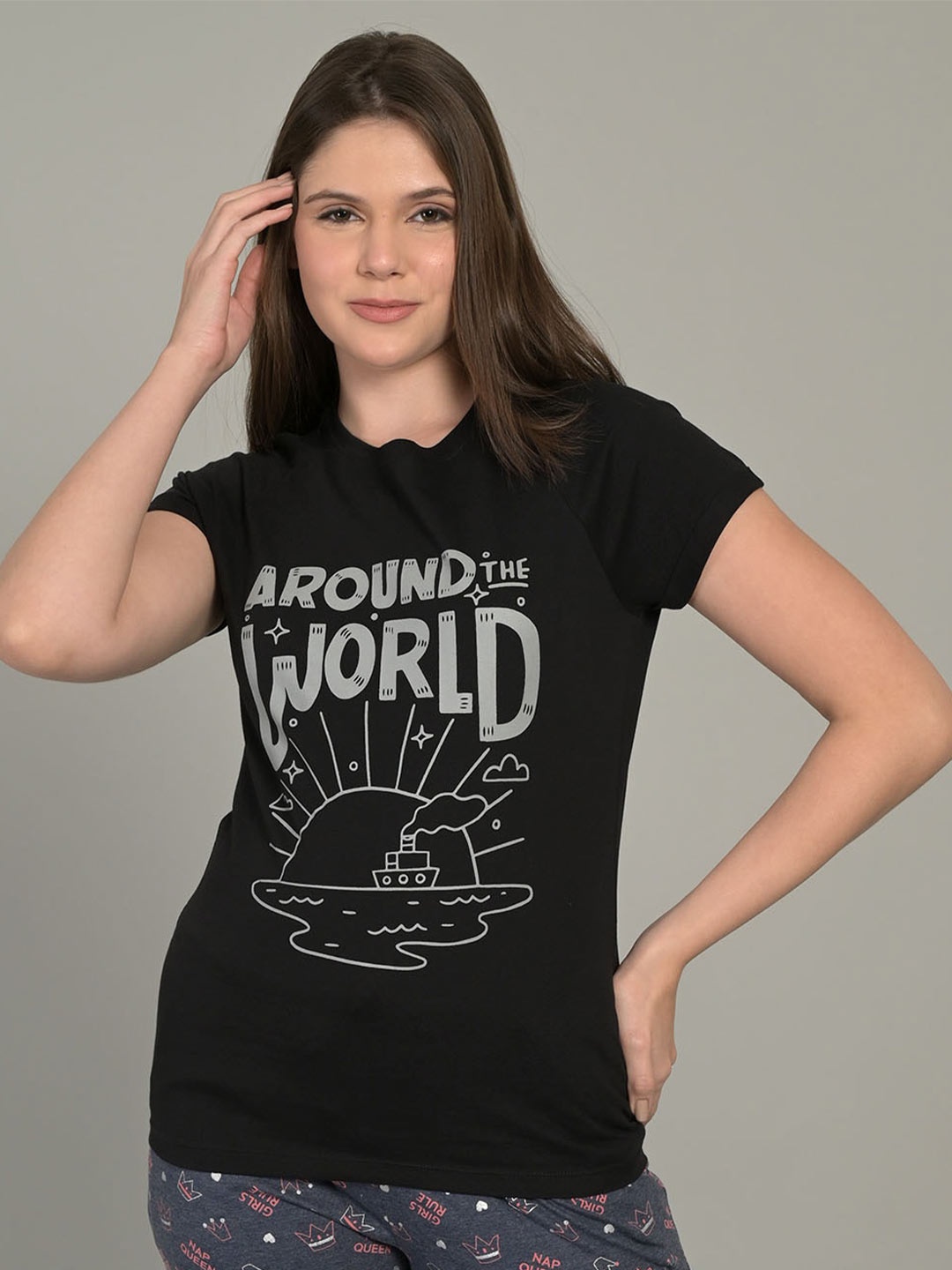 

MAYSIXTY Typography Printed Cotton T-shirt, Black