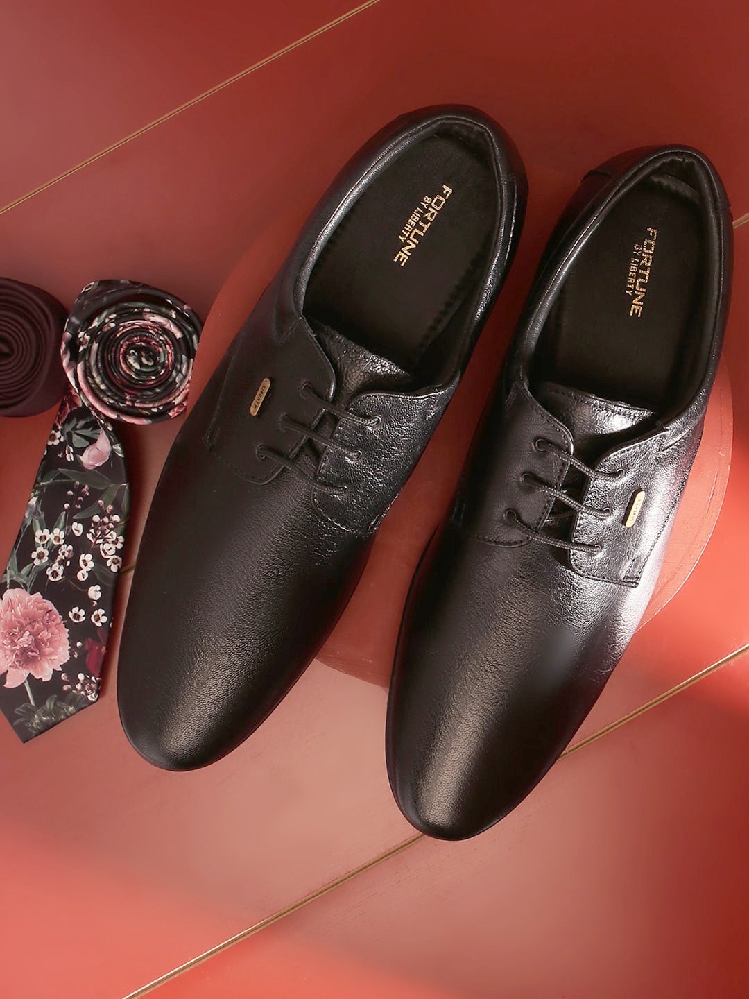 

Liberty Men Leather Formal Derby Shoes, Black
