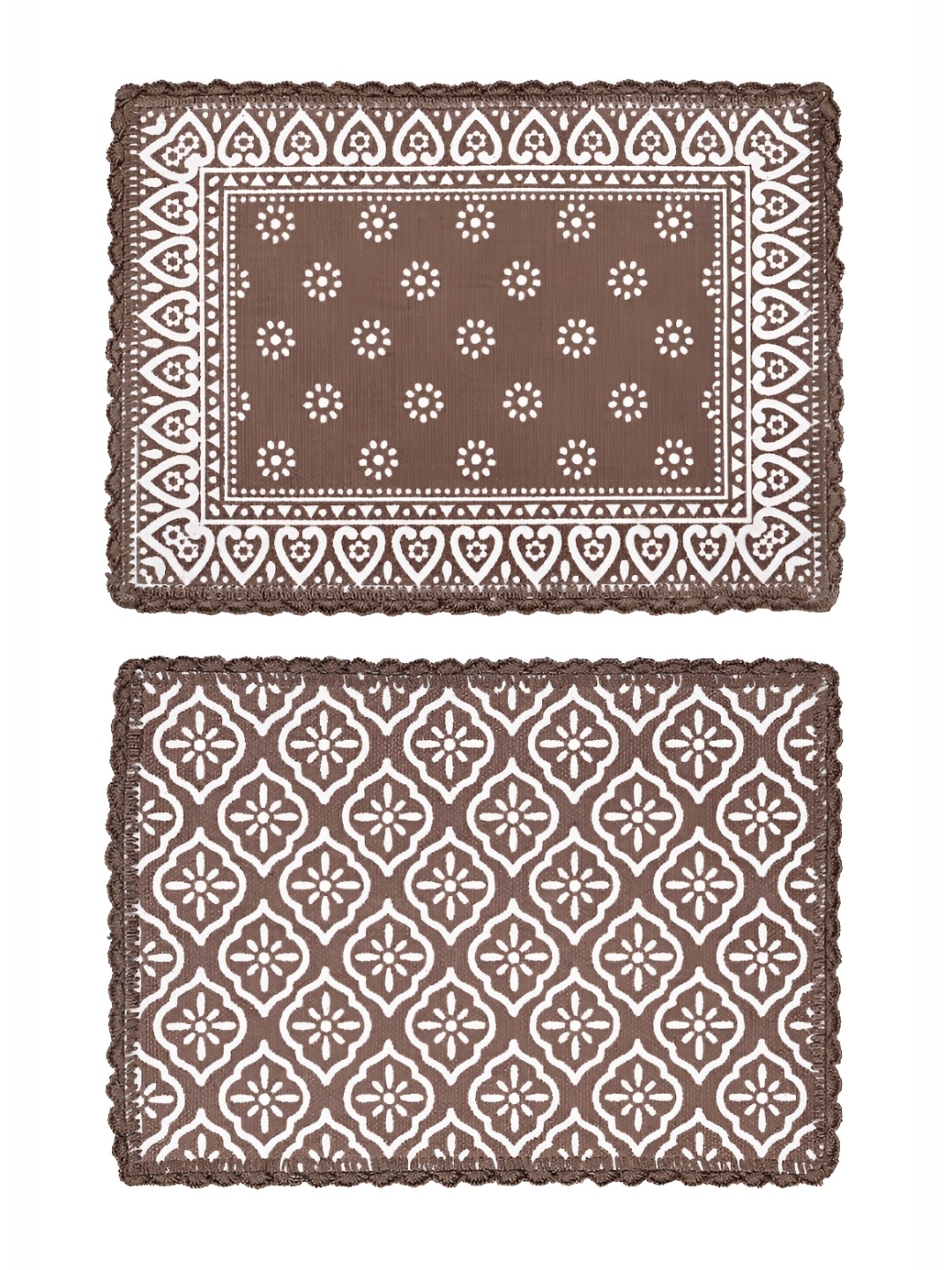 

Saral Home 2-Pcs Brown & White Printed Cotton Anti Skid Table Placemats