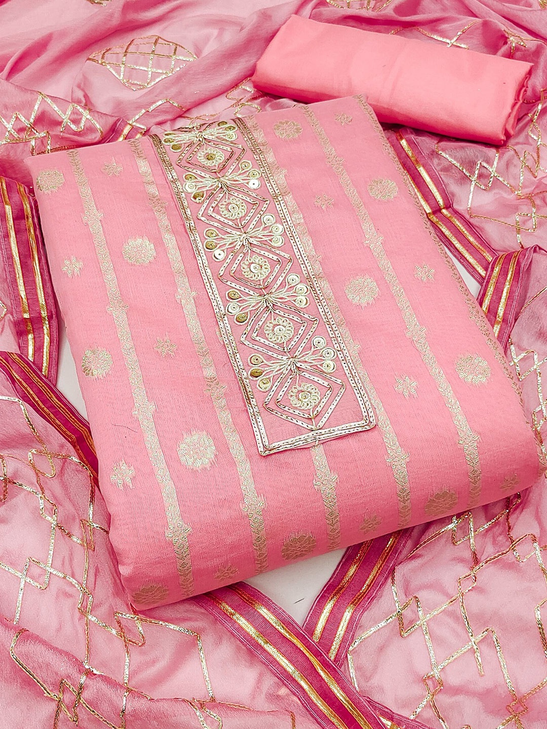 

MAHALASA Pure Cotton Unstitched Dress Material, Pink
