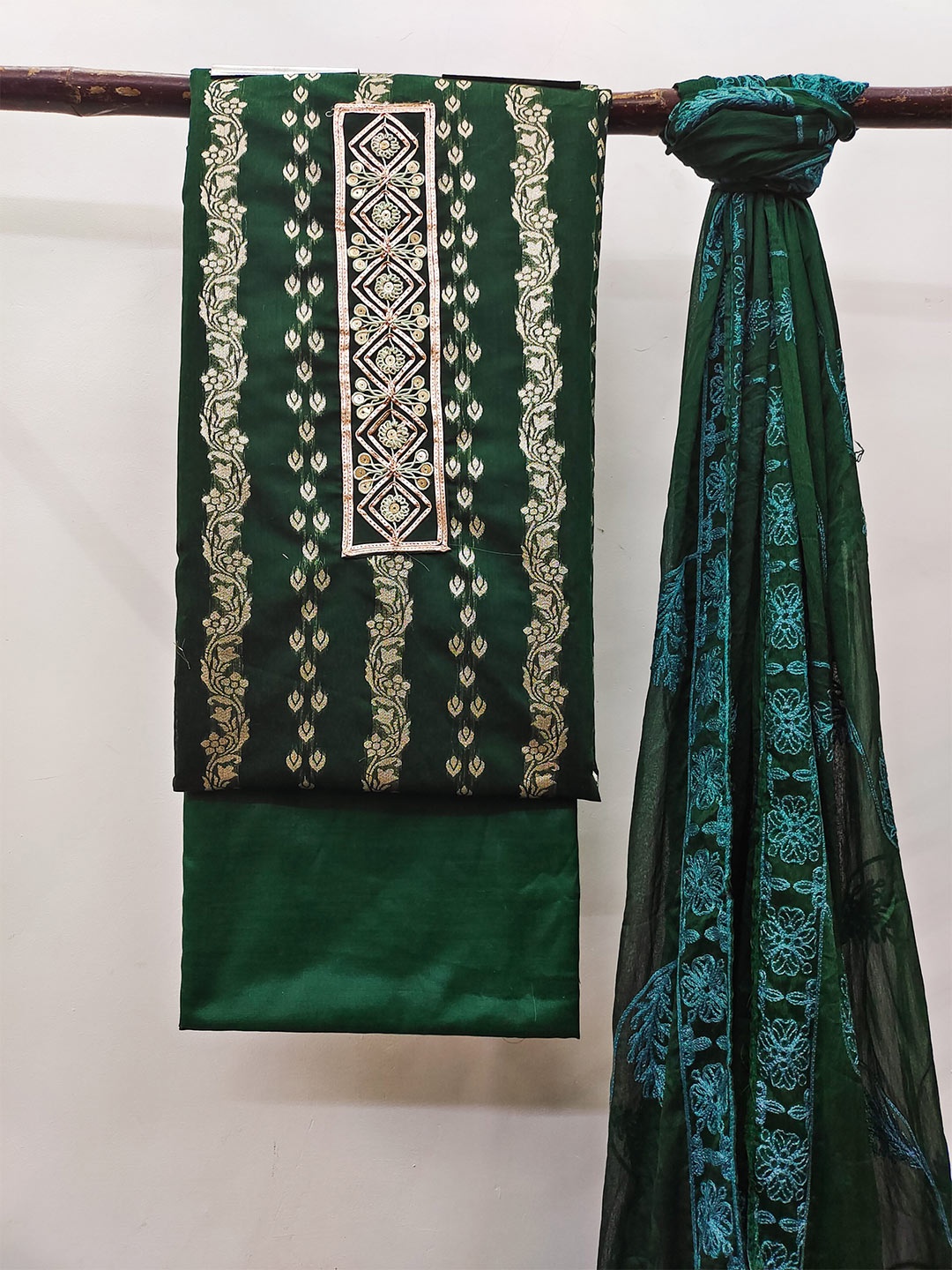 

MAHALASA Pure Cotton Unstitched Dress Material, Green