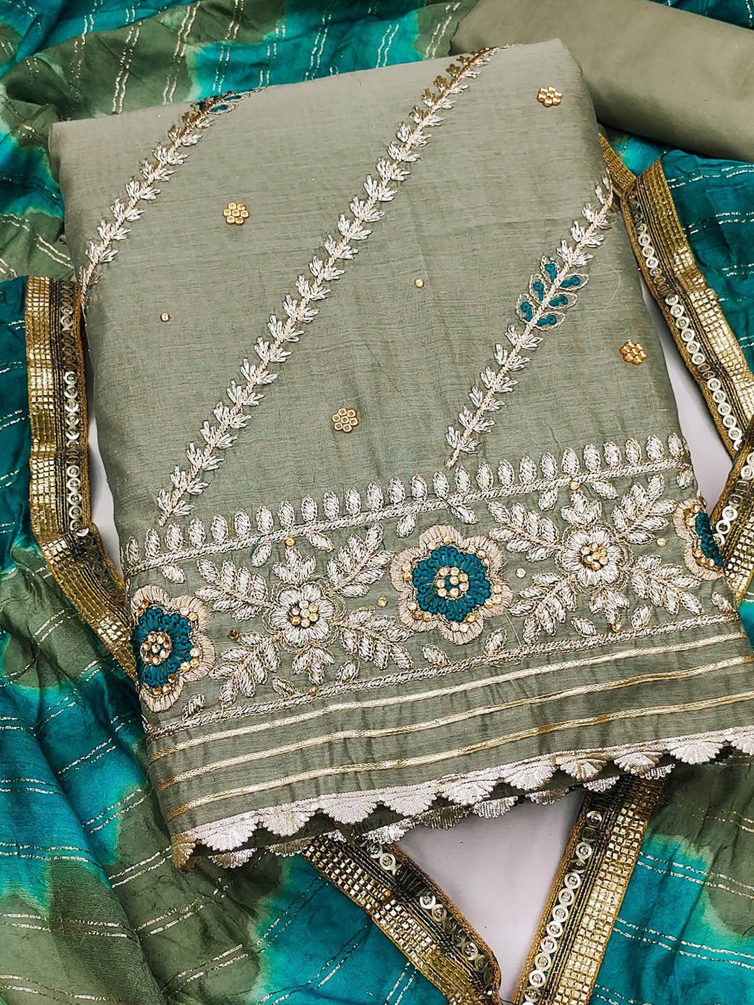 

MAHALASA Pure Cotton Unstitched Dress Material, Green