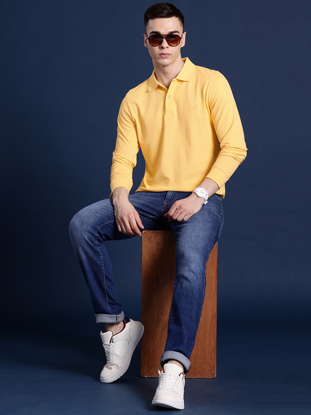 

Hancock Men Polo Collar Pure Cotton T-shirt, Yellow