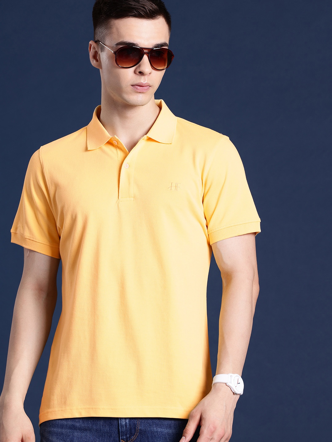 

Hancock Men Polo Collar Pure Cotton T-shirt, Yellow