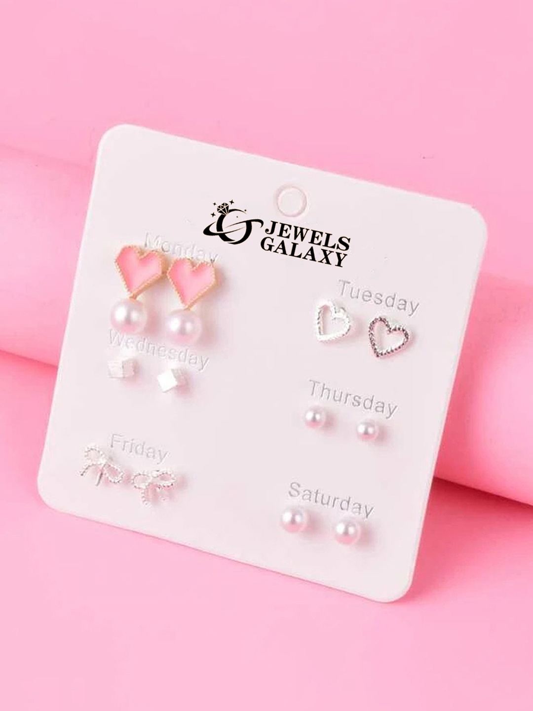 

Jewels Galaxy Set Of 7 Silver-Plated Contemporary Stud Earrings