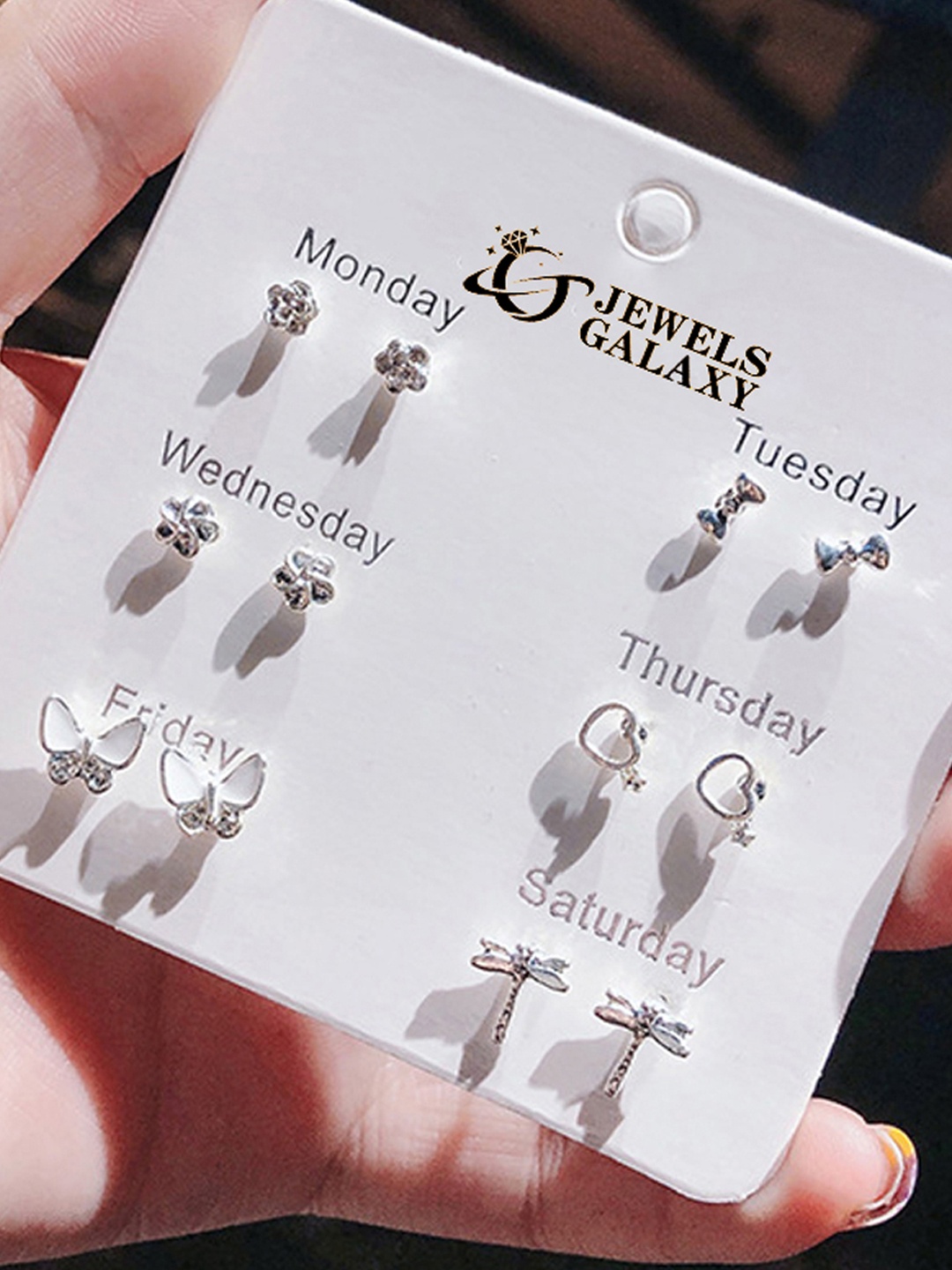 

Jewels Galaxy Contemporary Studs Earrings, Silver