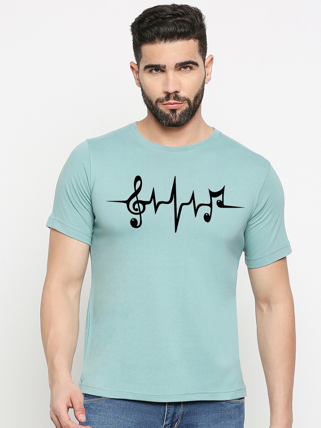

MOD ECRU Graphic Printed Round Neck Cotton T-shirt, Green