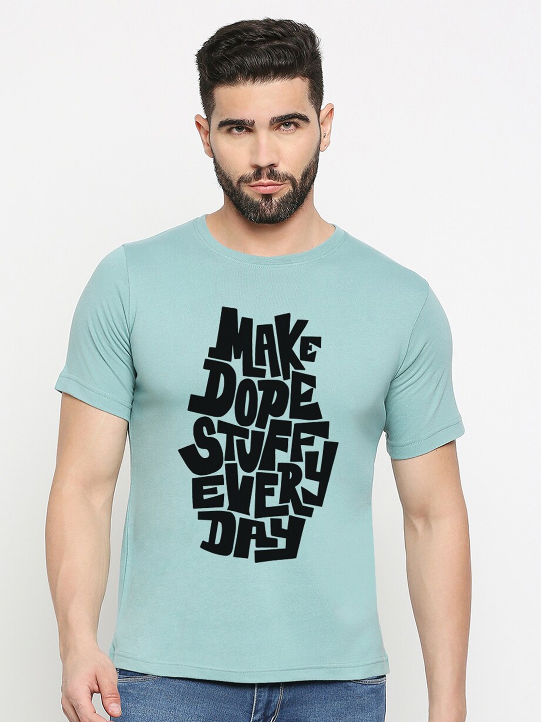 

MOD ECRU Unisex Typography Printed V-Neck Pockets T-shirt, Green