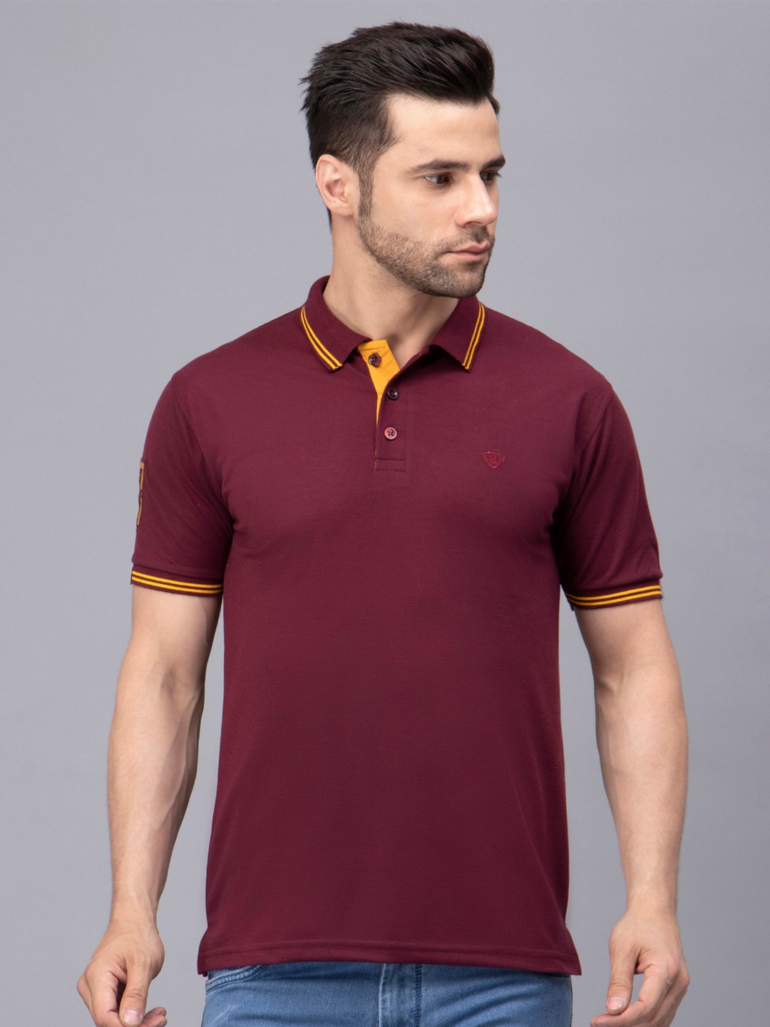 

WE PERFECT Polo Collar Short Sleeves Regular Fit T-shirt, Maroon