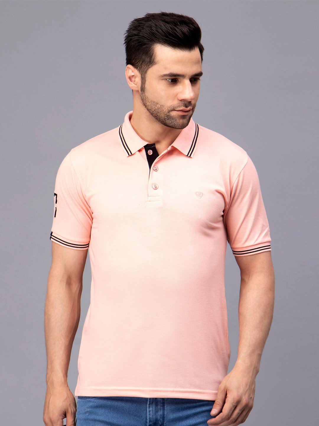 

WE PERFECT Polo Collar Short Sleeves Regular Fit T-shirt, Orange