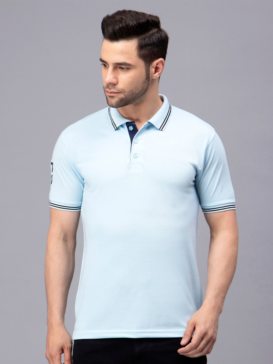 

WE PERFECT Polo Collar Short Sleeves Regular Fit T-shirt, Blue