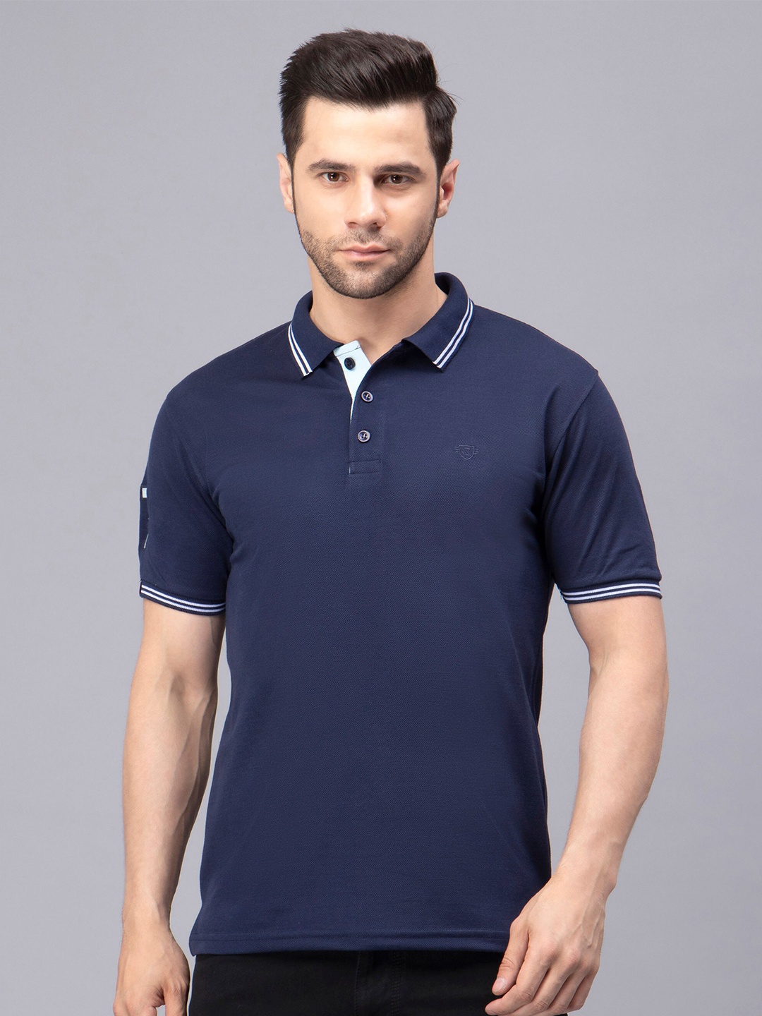 

WE PERFECT Polo Collar Short Sleeves Regular Fit T-shirt, Navy blue