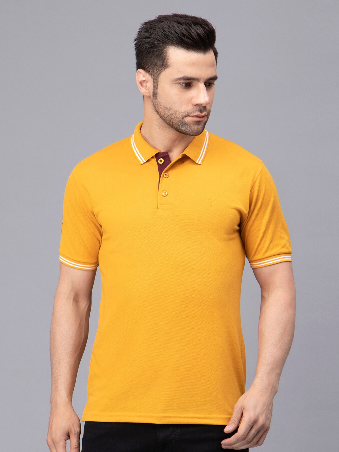 

WE PERFECT Polo Collar Short Sleeves Regular Fit T-shirt, Mustard