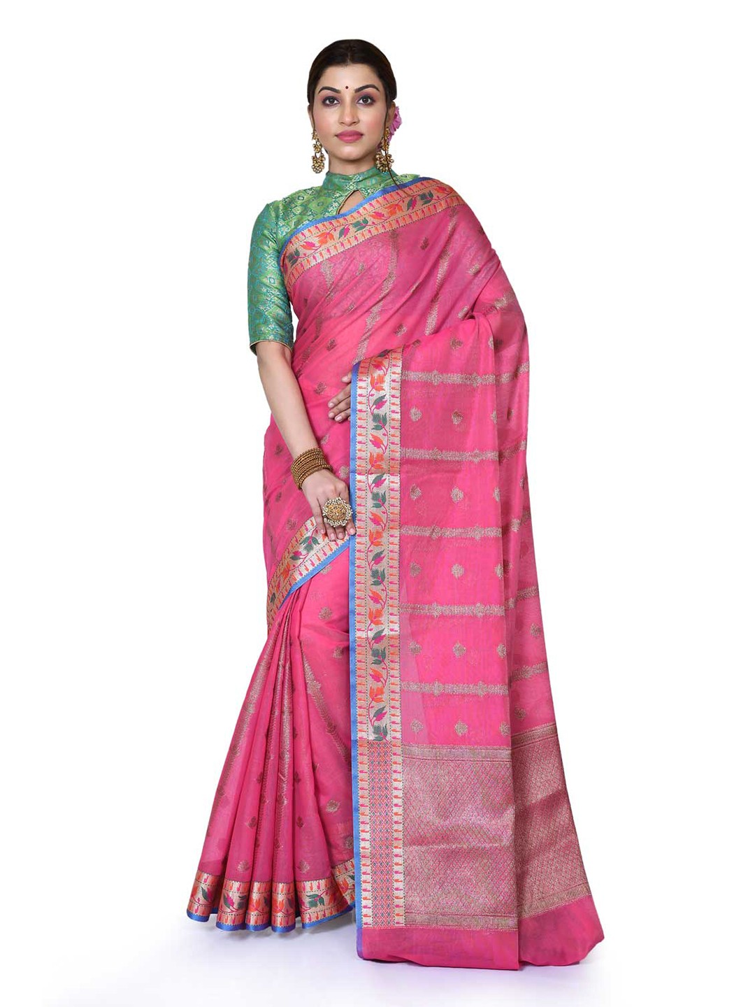 

Rasm by Muskaan Woven Design Zari Banarasi Saree, Pink