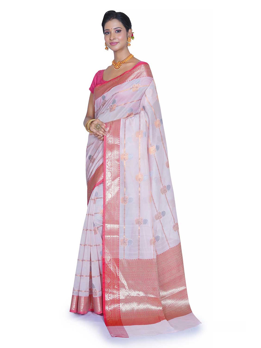 

Rasm by Muskaan Woven Design Zari Banarasi Saree, Pink