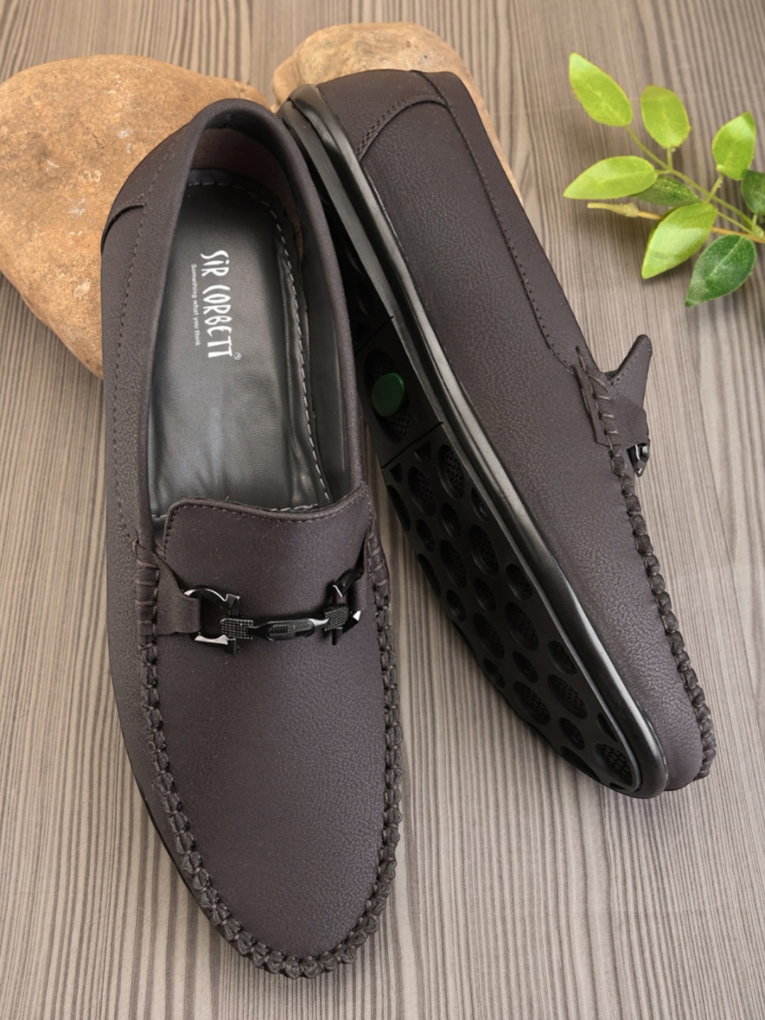 

Sir Corbett Men Textured Horsebit Loafers, Brown
