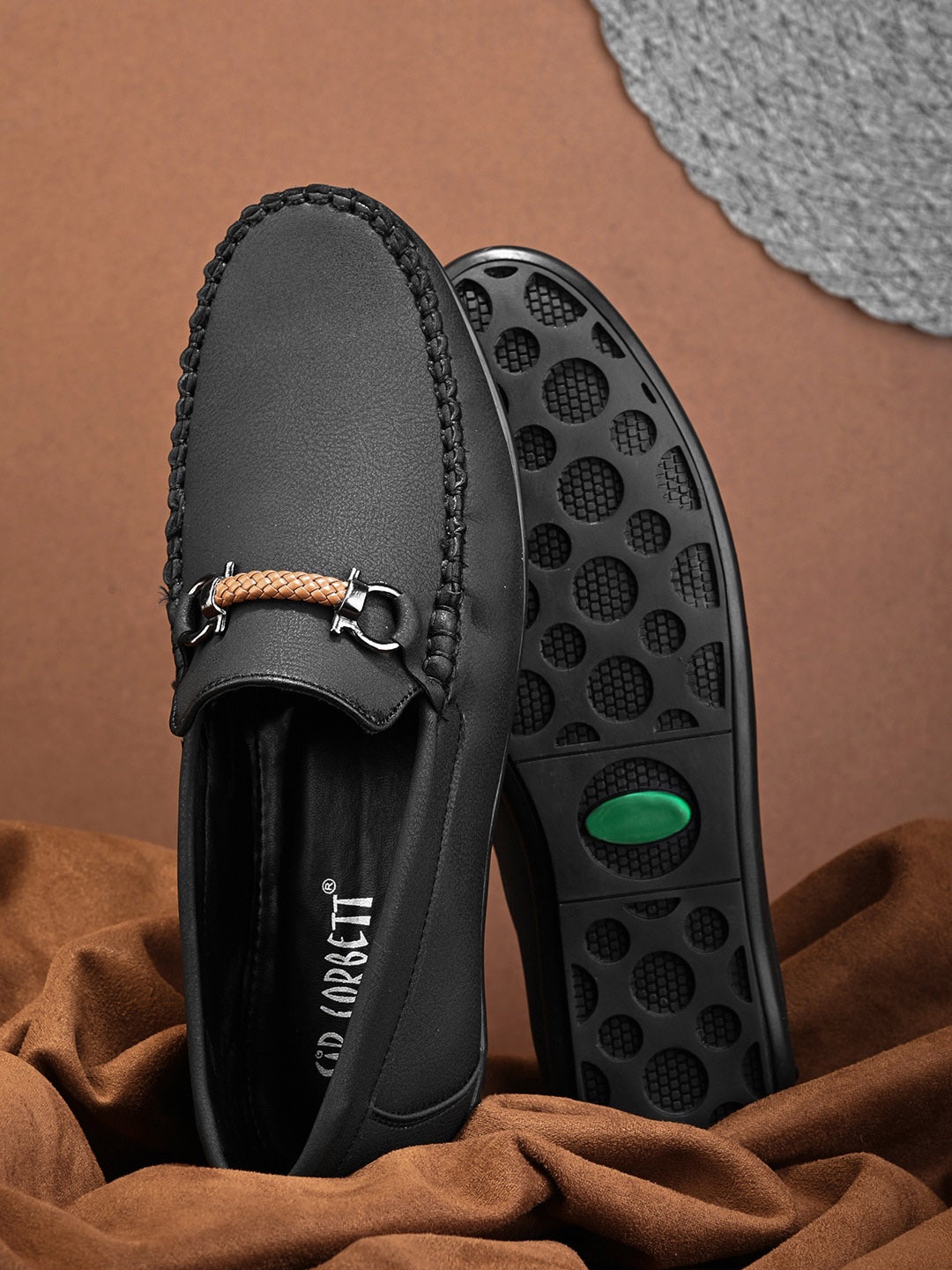 

Sir Corbett Men Textured Horsebit Loafers, Black