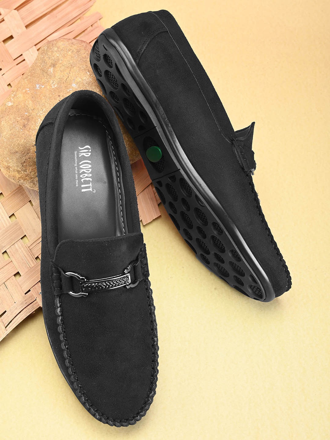 

Sir Corbett Men Round Toe Horsebit Loafers, Black