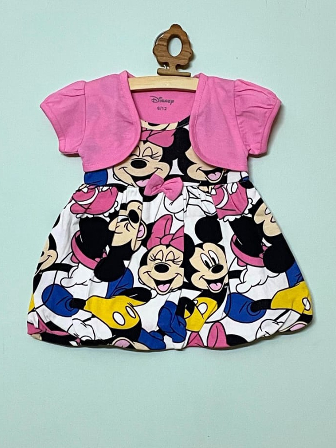 

BAESD Girls Mickey & Minnie Printed Sleeveless Cotton A-Line Dress With Overcoat, Black