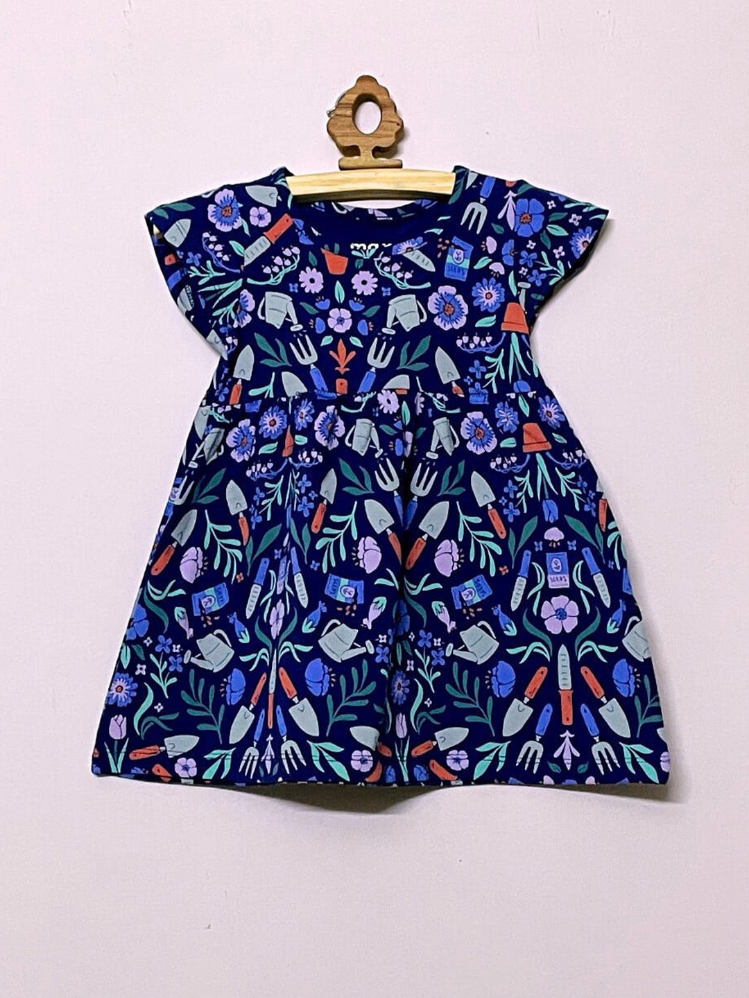 

BAESD Girls Floral Printed Fit & Flare Dress, Navy blue