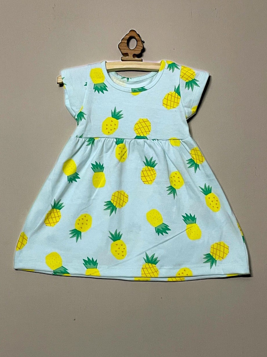 

BAESD Girls Conversational Printed Cap Sleeves Cotton Fit & Flare Dress, Green
