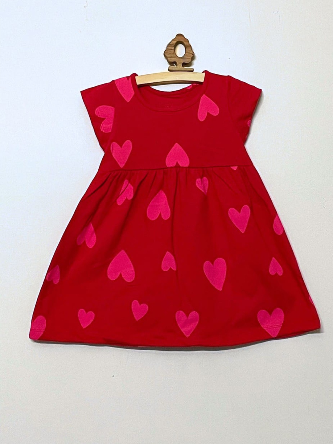 

BAESD Girls Polka Dot Printed Flared Cotton Cap Sleeves Fit & Flare Dress, Red
