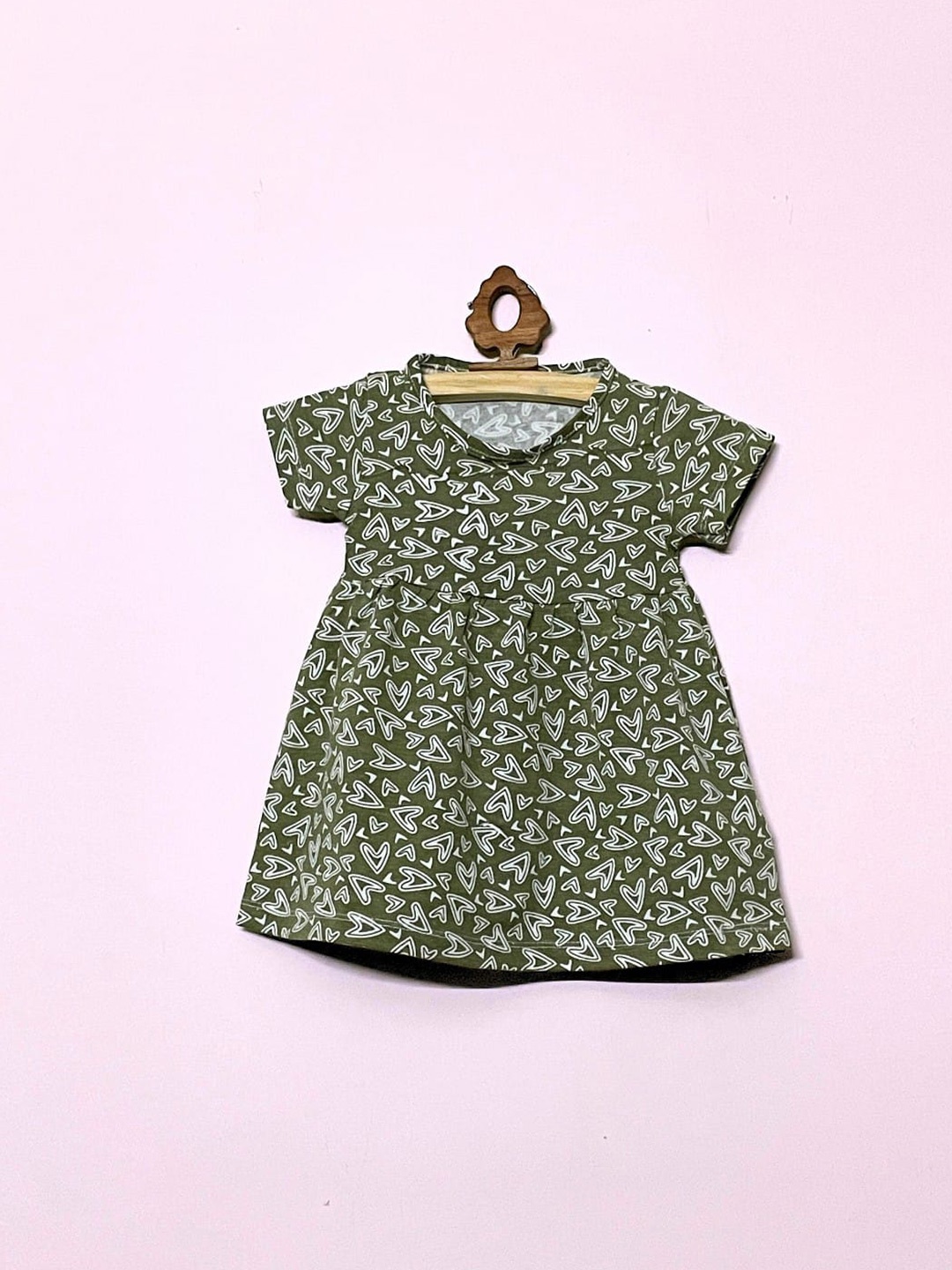 

BAESD Girls Conversational Printed Cotton Fit & Flare Dress, Olive