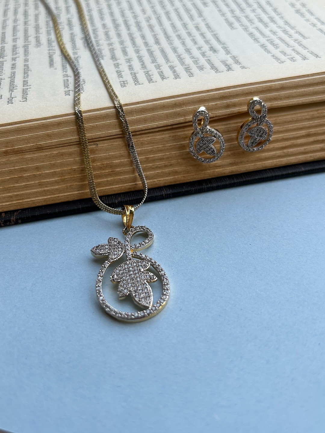 

FIROZA Gold-Plated American Diamond-Studded Jewellery Set