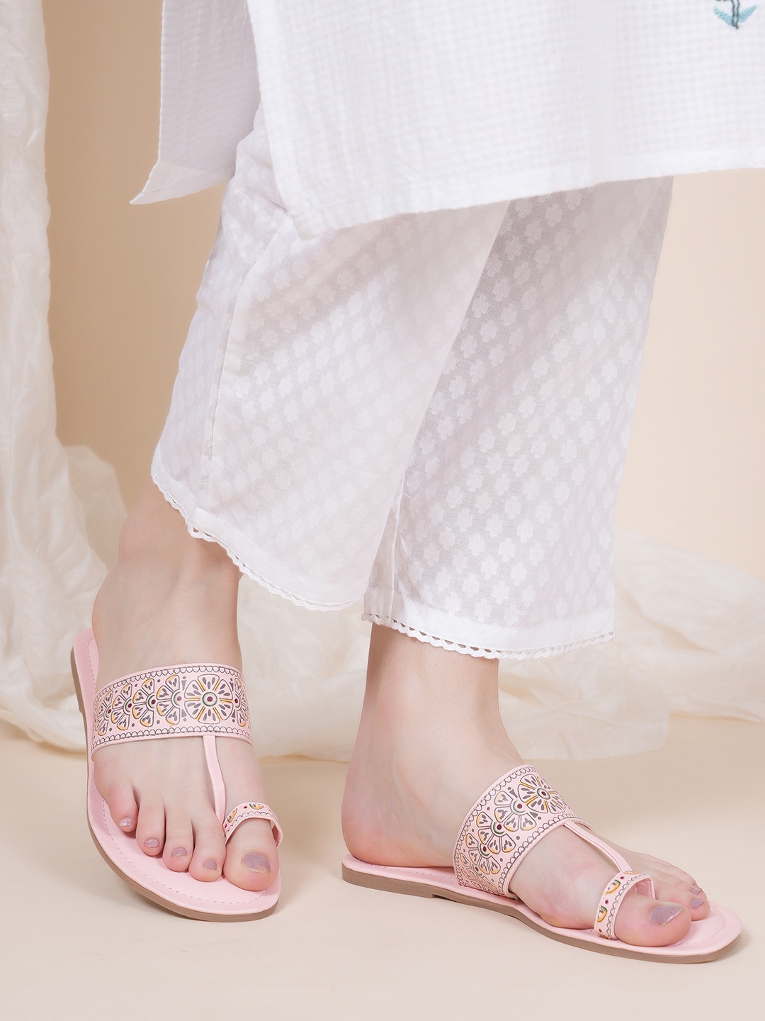 

Anouk Embellished One Toe Flats, Pink