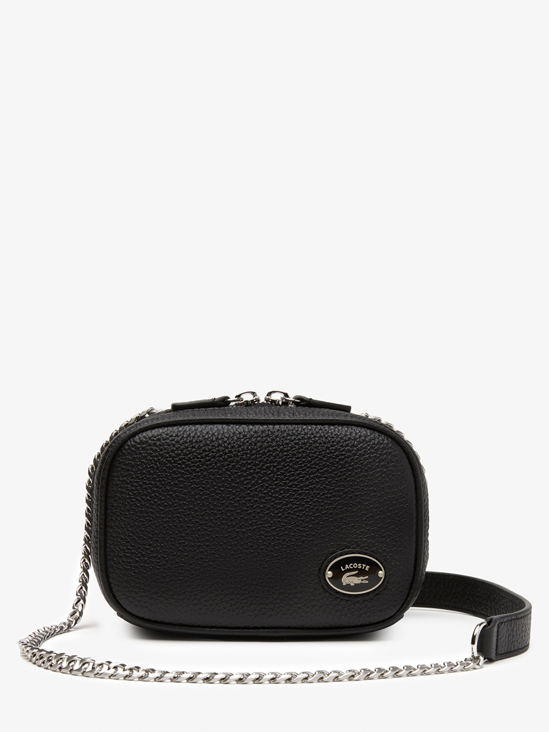 

Lacoste Leather Structured Sling Bag, Black