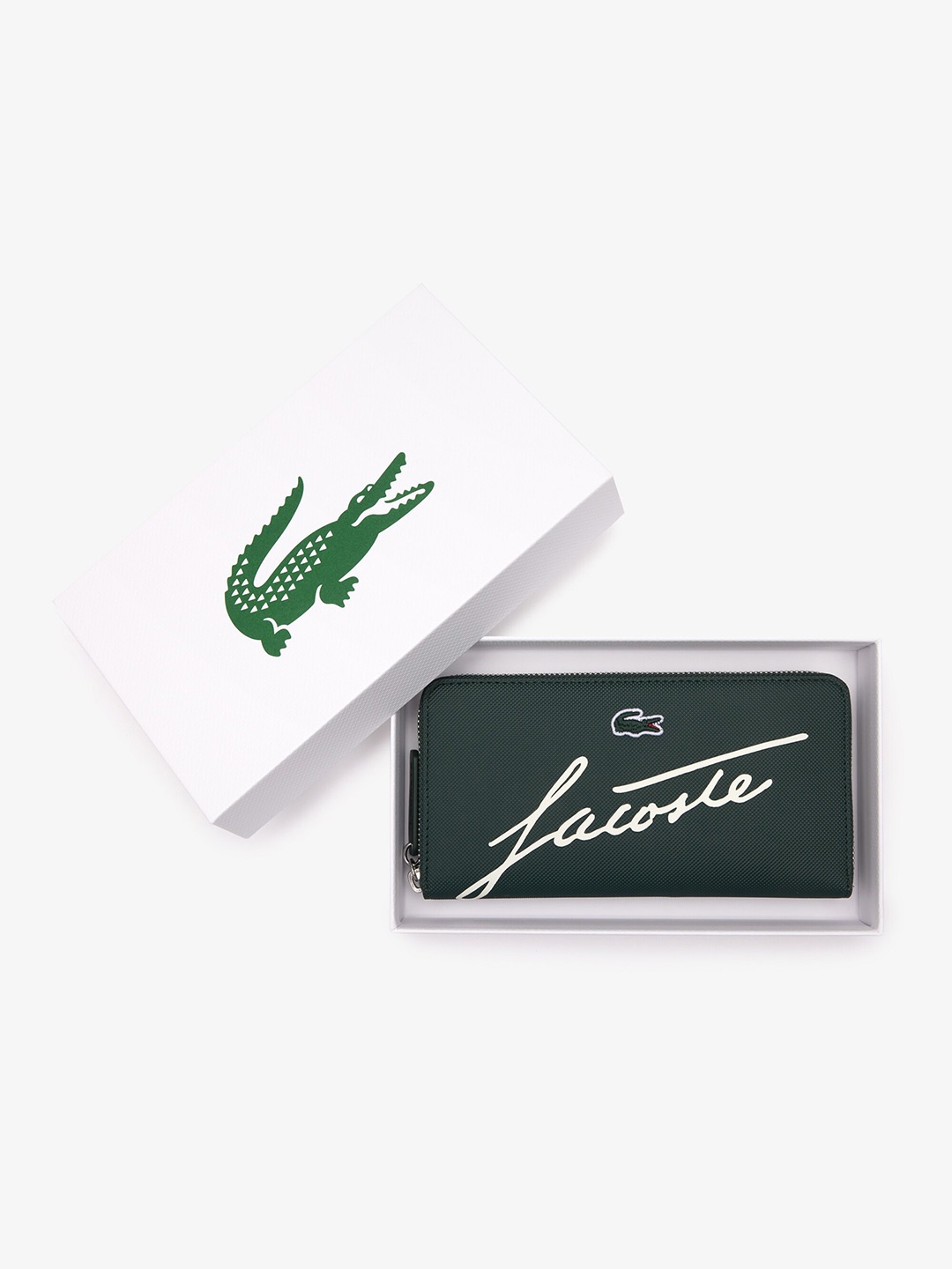 

Lacoste Women Typography RFID Zip Around Wallet, Green
