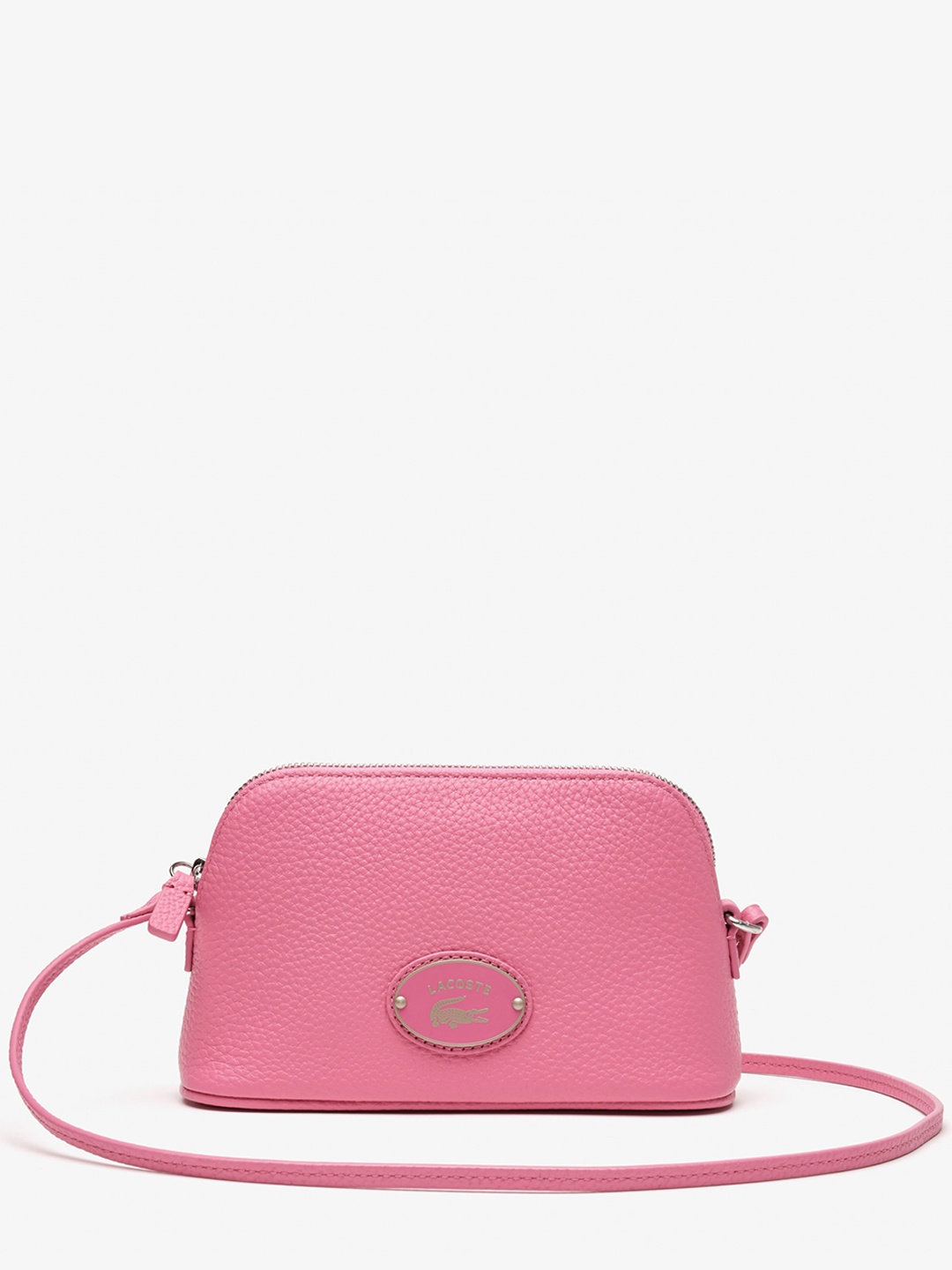 

Lacoste Textured Structured Leather Sling Bag, Pink