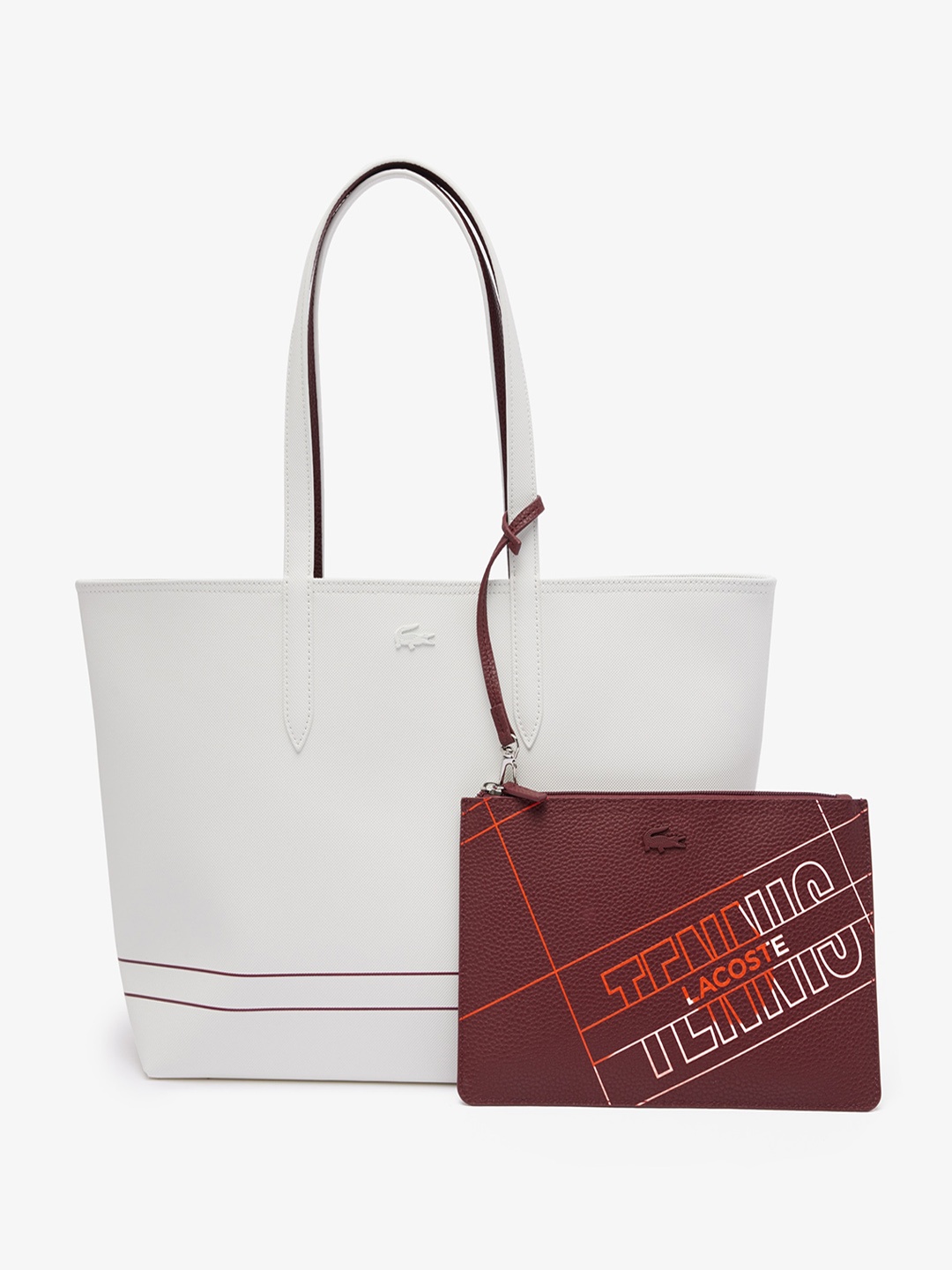

Lacoste Reversible Structured Tote Bag with Pouch, White