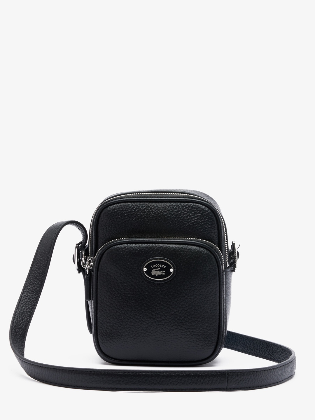 

Lacoste Leather Structured Sling Bag, Black