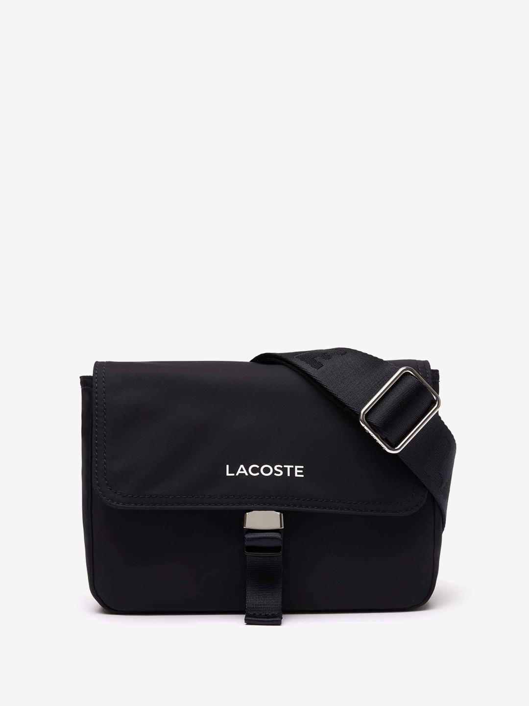 

Lacoste Textured Zip Detail Structured Sling Bag, Blue