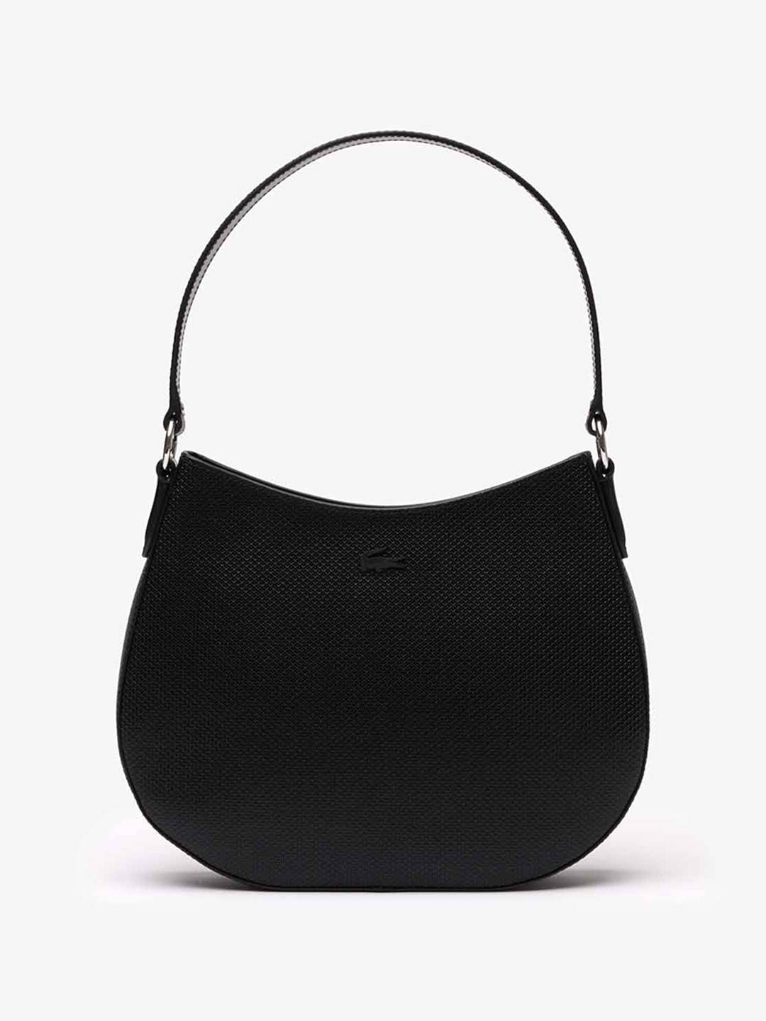 

Lacoste Textured Leather Structured Handheld Bag, Black