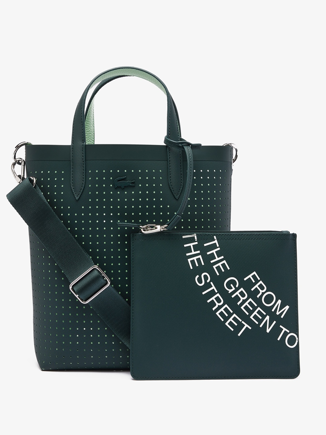 

Lacoste Textured Oversized Structured Tote Bag, Green