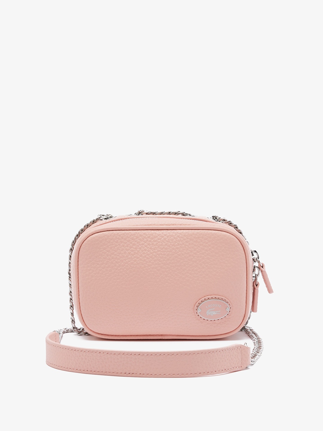 

Lacoste Leather Structured Sling Bag, Pink