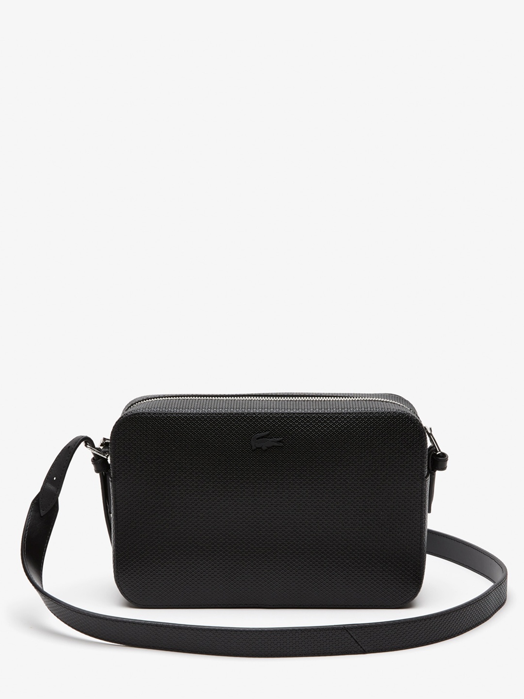 

Lacoste Textuerd Leather Structured Sling Bag, Black