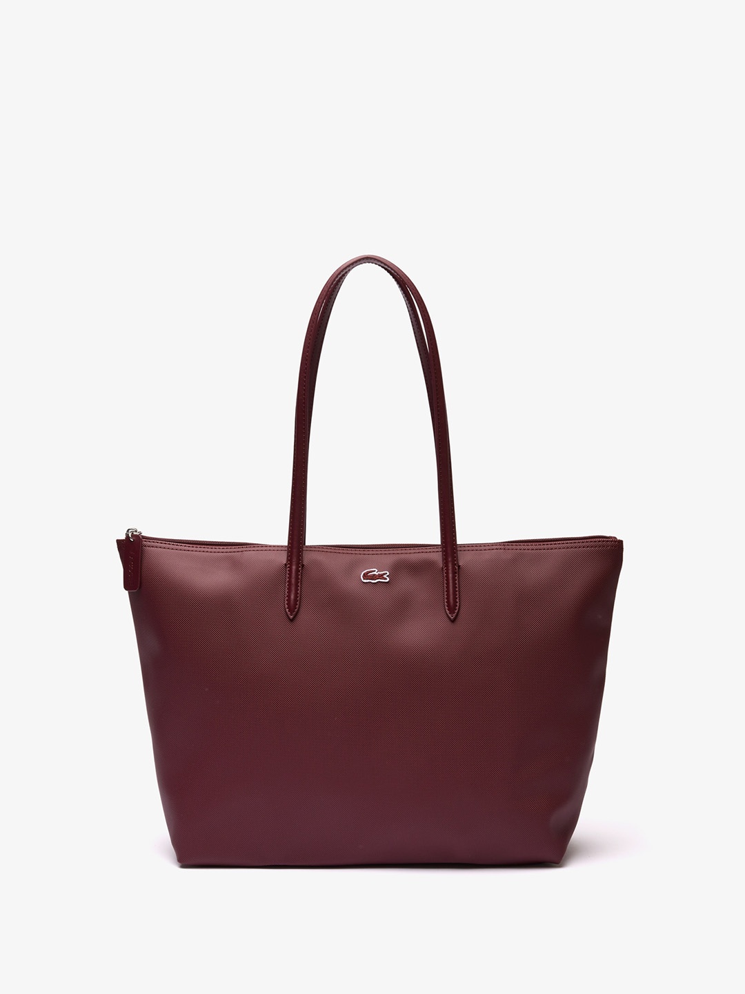 

Lacoste Textured Zip Detail PU Oversized Shopper Tote Bag, Red