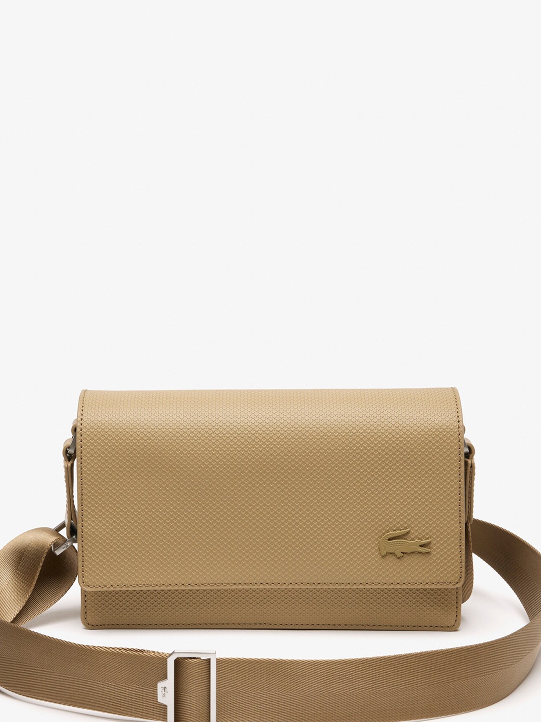 

Lacoste Leather Structured Satchel Bag, Beige