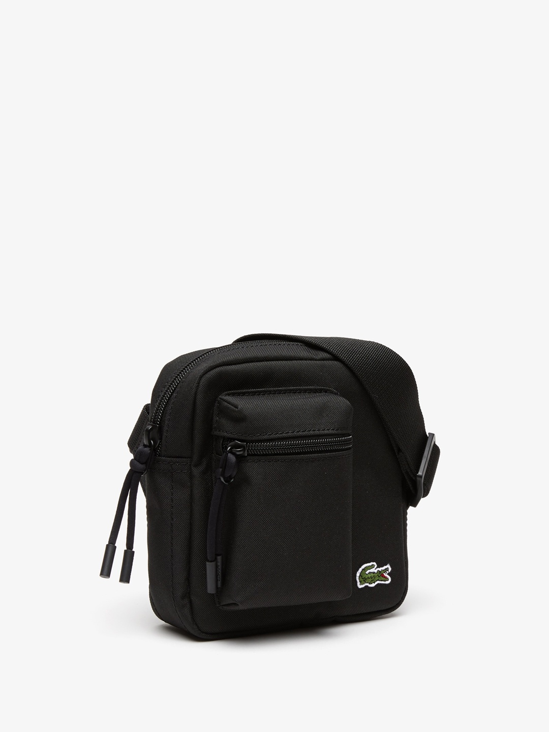 

Lacoste Textured Zip Detail Structured Sling Bag, Black